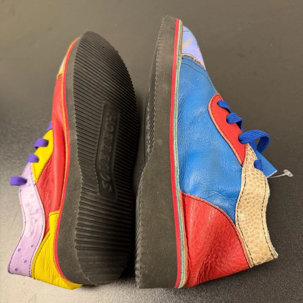 Soletech Hand Painted Shoes Women's Size 8.5 Multicolor Leather Casual Lace-Up